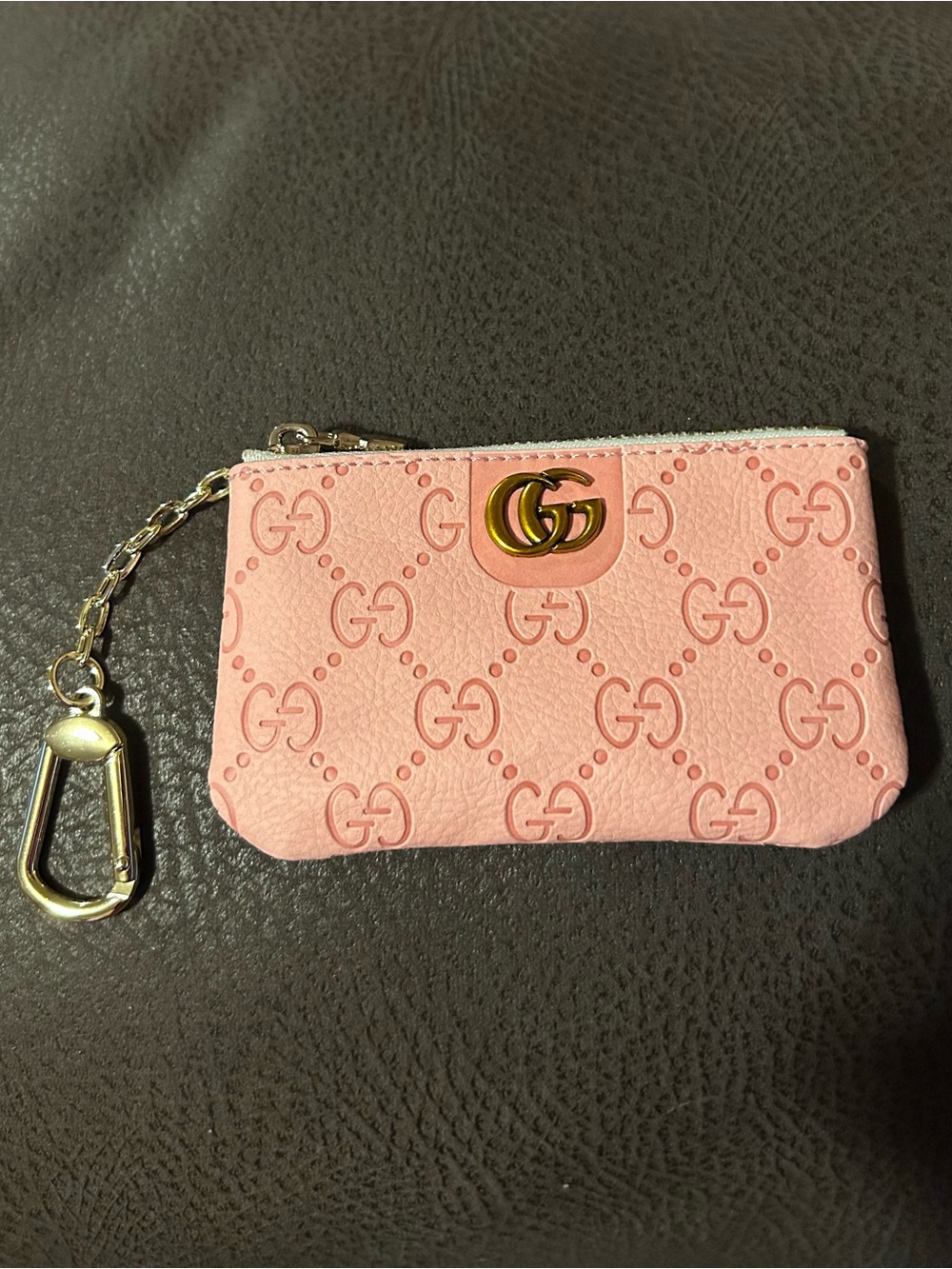 Unlisted Pink GG Style Embossed Keychain Wallet